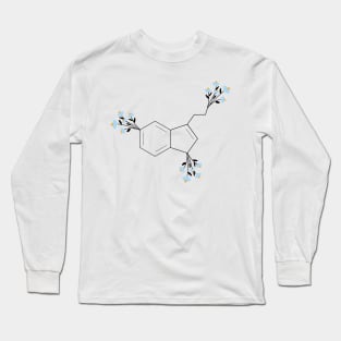 Blue - serotonin molecule chemistry organic florals Long Sleeve T-Shirt